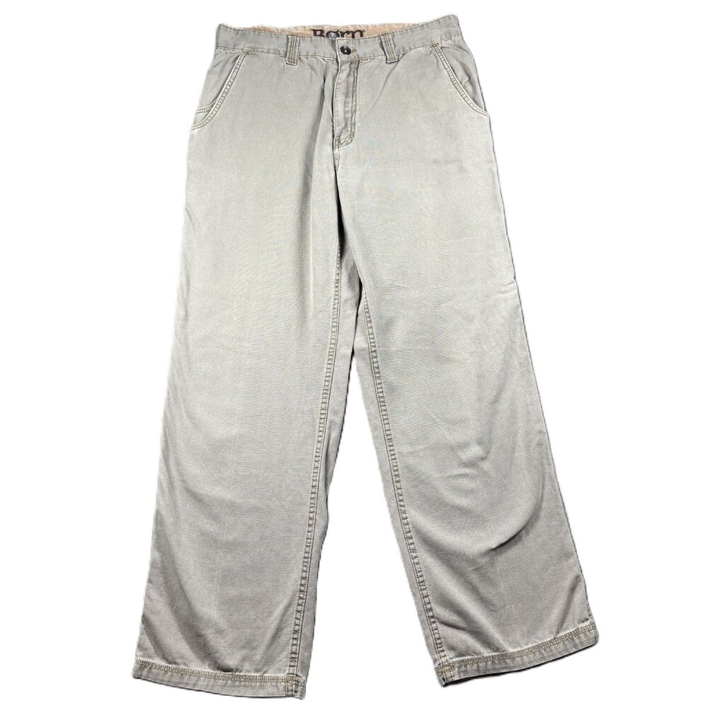 Born Men Canvas Chino Pants Khaki Outdoors Hiking Gorpcore Tan Beige 34x32 M132